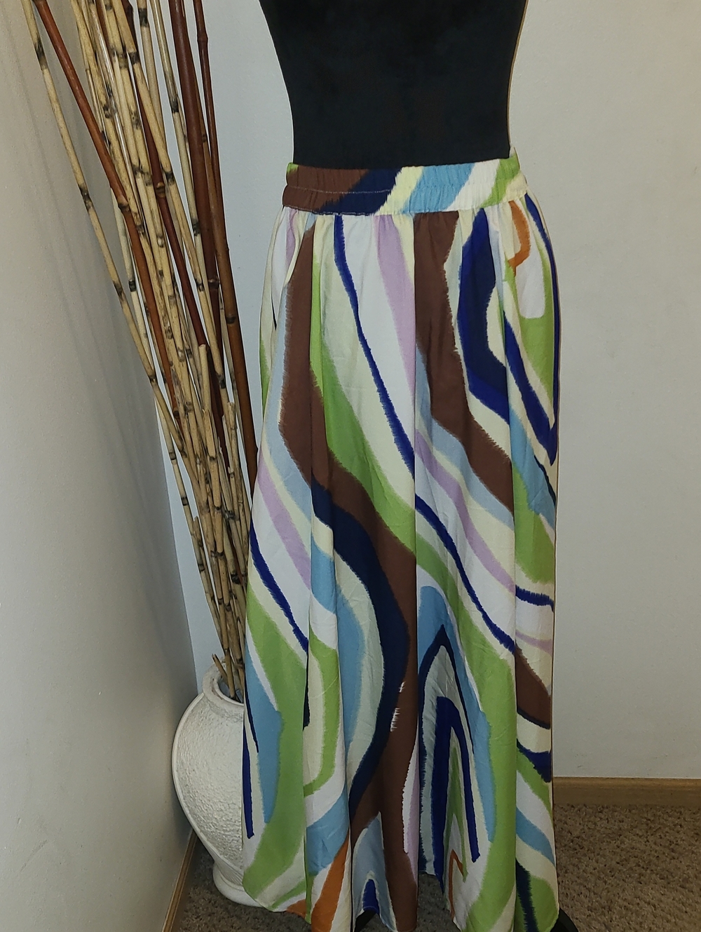 Mlle Gabrielle Multi-Color Abstract Maxi Skirt